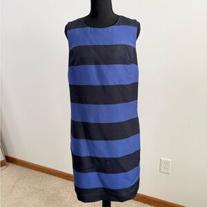 Banana Republic Blue Black Stripe Sheath Dress Size 8 Sleeveless
